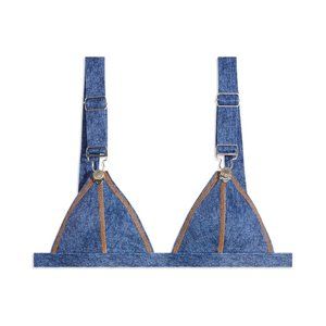 WeWoreWhat Overall Triangle Denim Bikini Top (NWT)